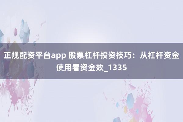 正规配资平台app 股票杠杆投资技巧：从杠杆资金使用看资金效_1335