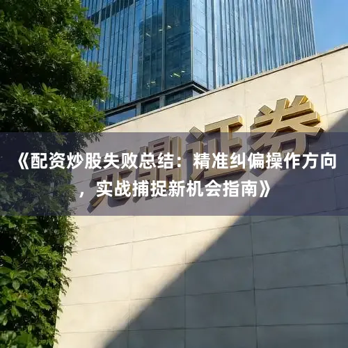 《配资炒股失败总结：精准纠偏操作方向，实战捕捉新机会指南》