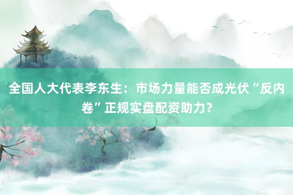 全国人大代表李东生:市场力量能否成光伏“反内卷”正规实盘配资助力?