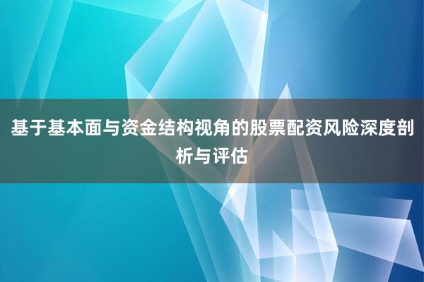 基于基本面与资金结构视角的股票配资风险深度剖析与评估
