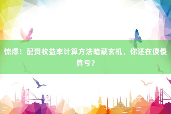 惊爆！配资收益率计算方法暗藏玄机，你还在傻傻算亏？