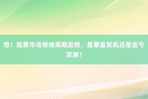 惊！股票市场情绪周期反转，是暴富契机还是血亏深渊？
